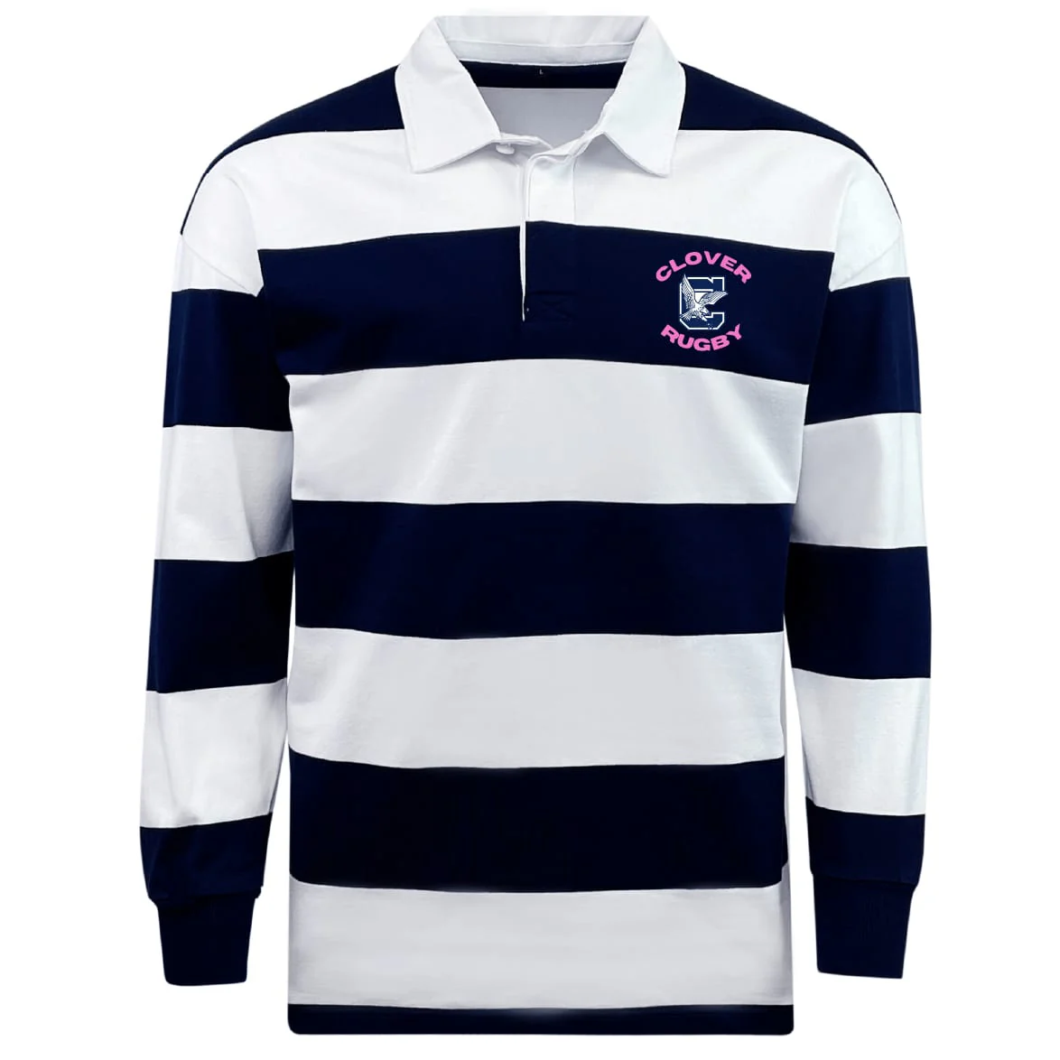 Clover Middle Girls Classic Long Sleeve Hooped Rugby Jersey