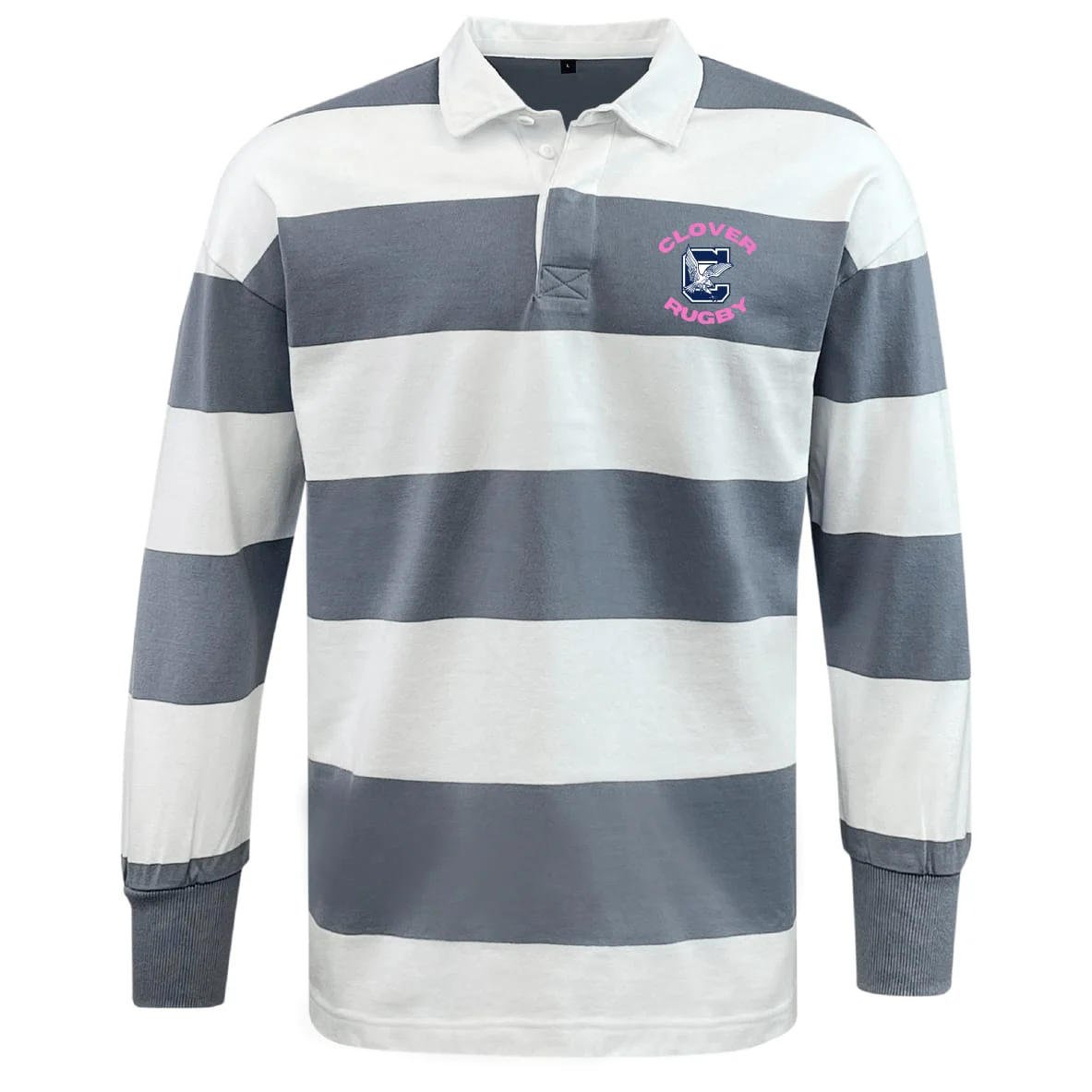 Clover Middle Girls Classic Long Sleeve Hooped Rugby Jersey - Image 2