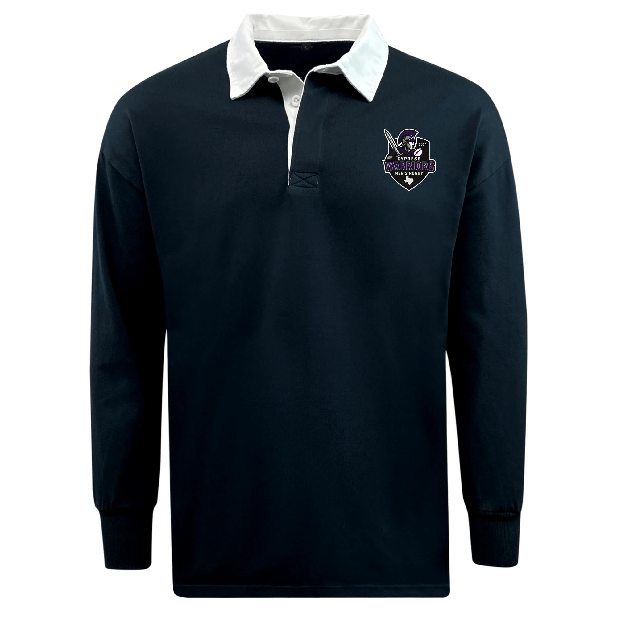 Cypress Warriors Men's Rugby Classic Long Sleeve Solid Rugby Jersey