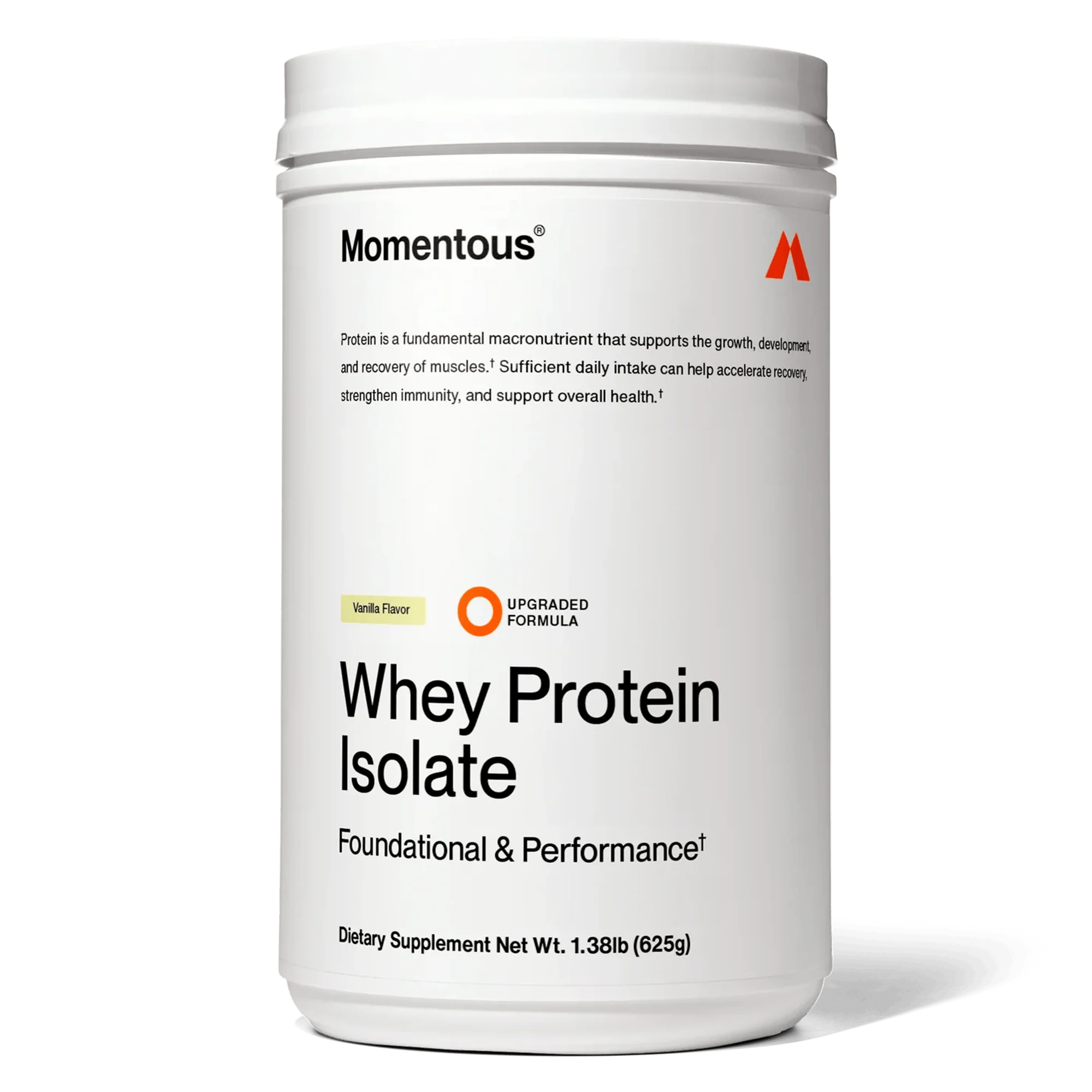 Momentous Grass Fed Whey - Vanilla 25 Servings per Tub