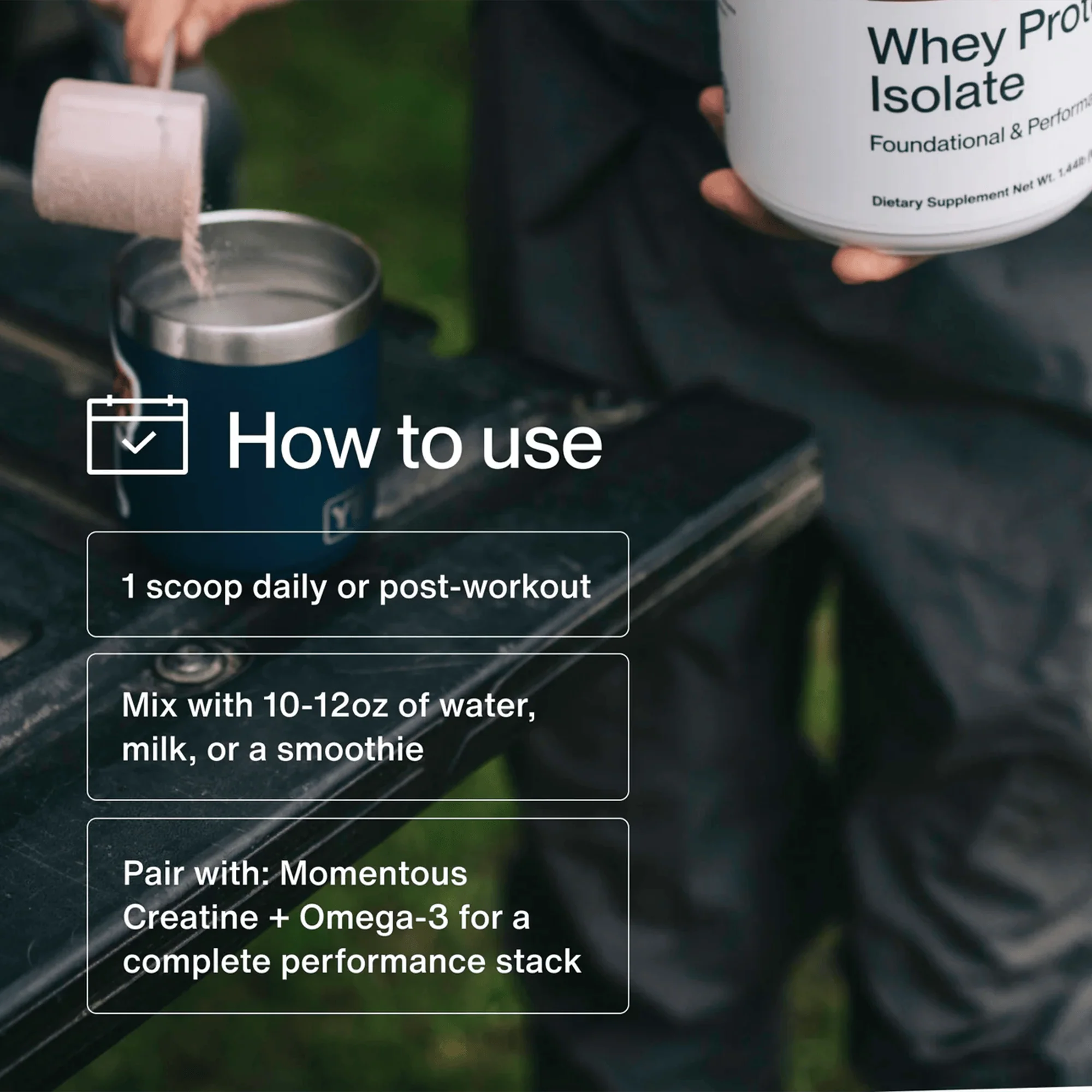Momentous Grass Fed Whey - Vanilla 25 Servings per Tub - Image 3