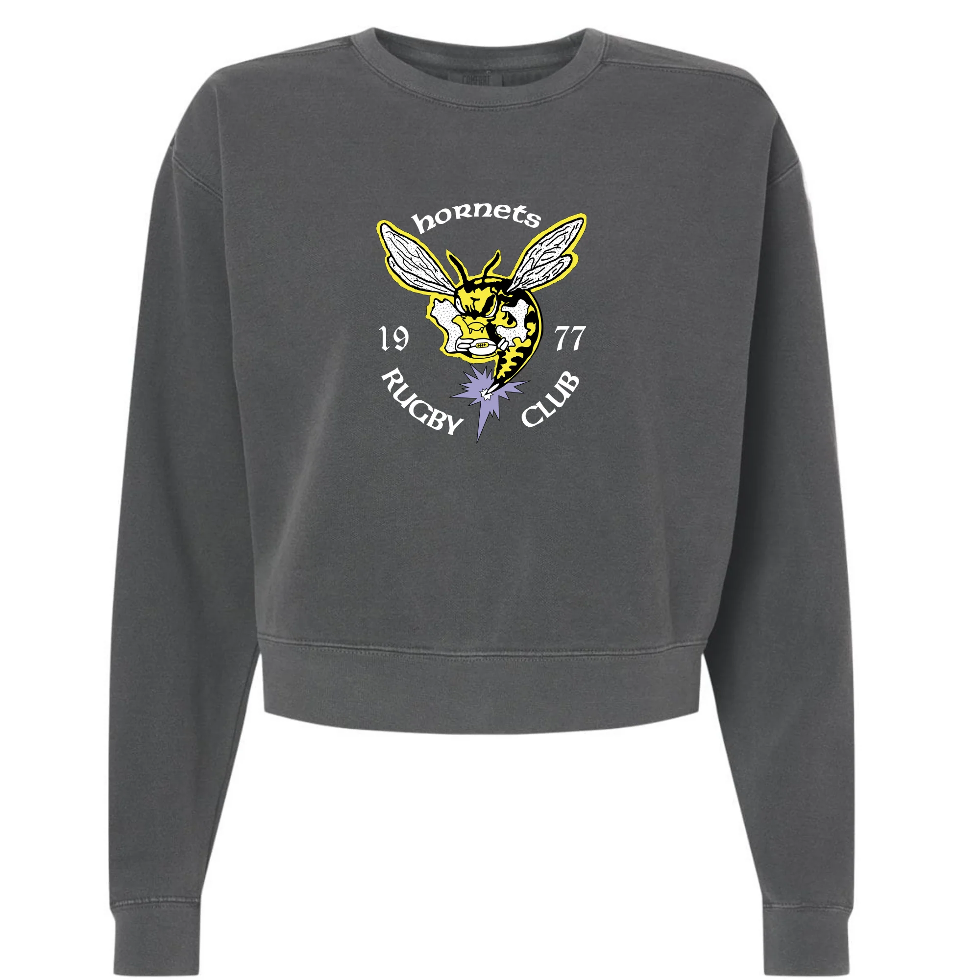 Hornets Rugby Club 1977 Women's Garment-Dyed Mid-Length Crewneck Sweatshirt