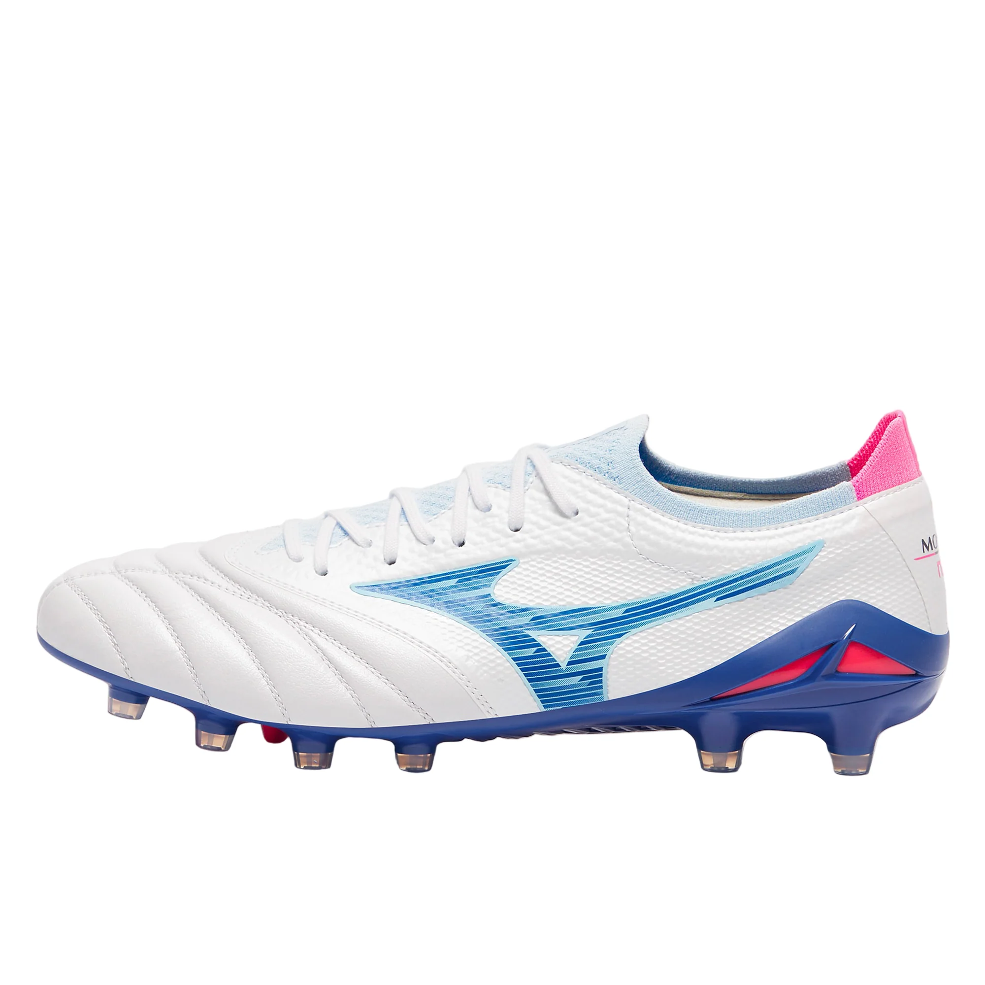 Mizuno Morelia Neo IV Beta Elite FG - White/Tanager Turquoise/Pink Tetra - Image 2