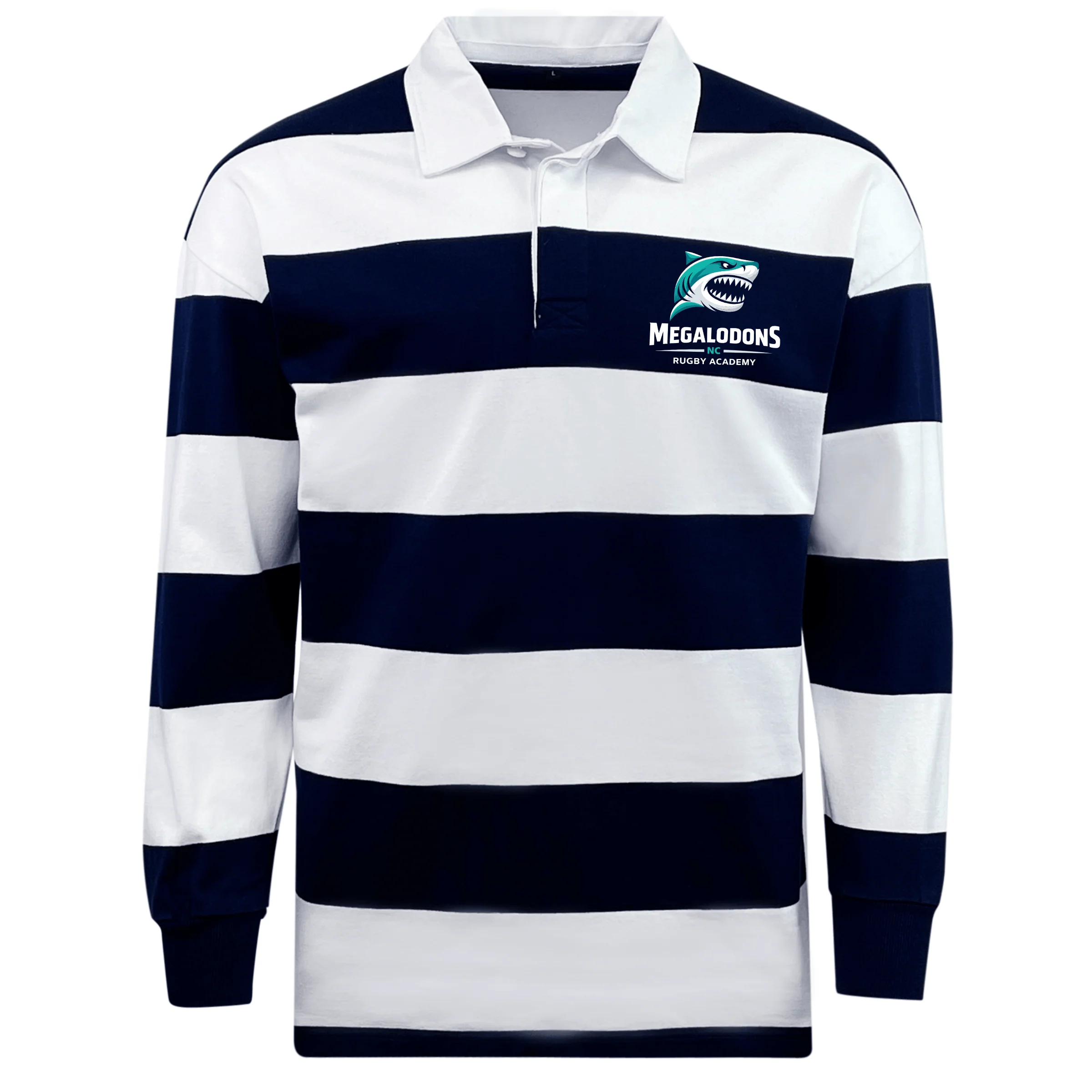 NC Rugby Academy - Megalodons Classic Long Sleeve Hooped Rugby Jersey - Image 2