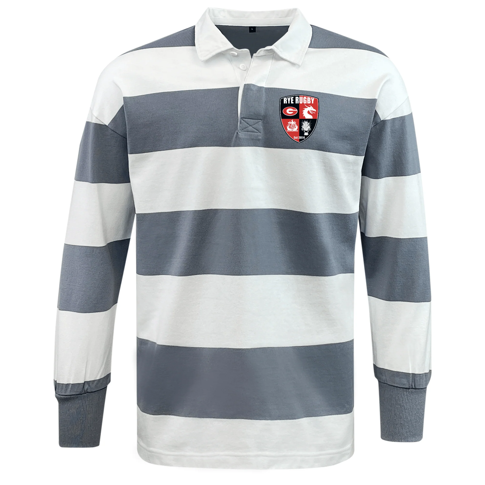 Rye High School Rugby Classic Long Sleeve Hooped Rugby Jersey