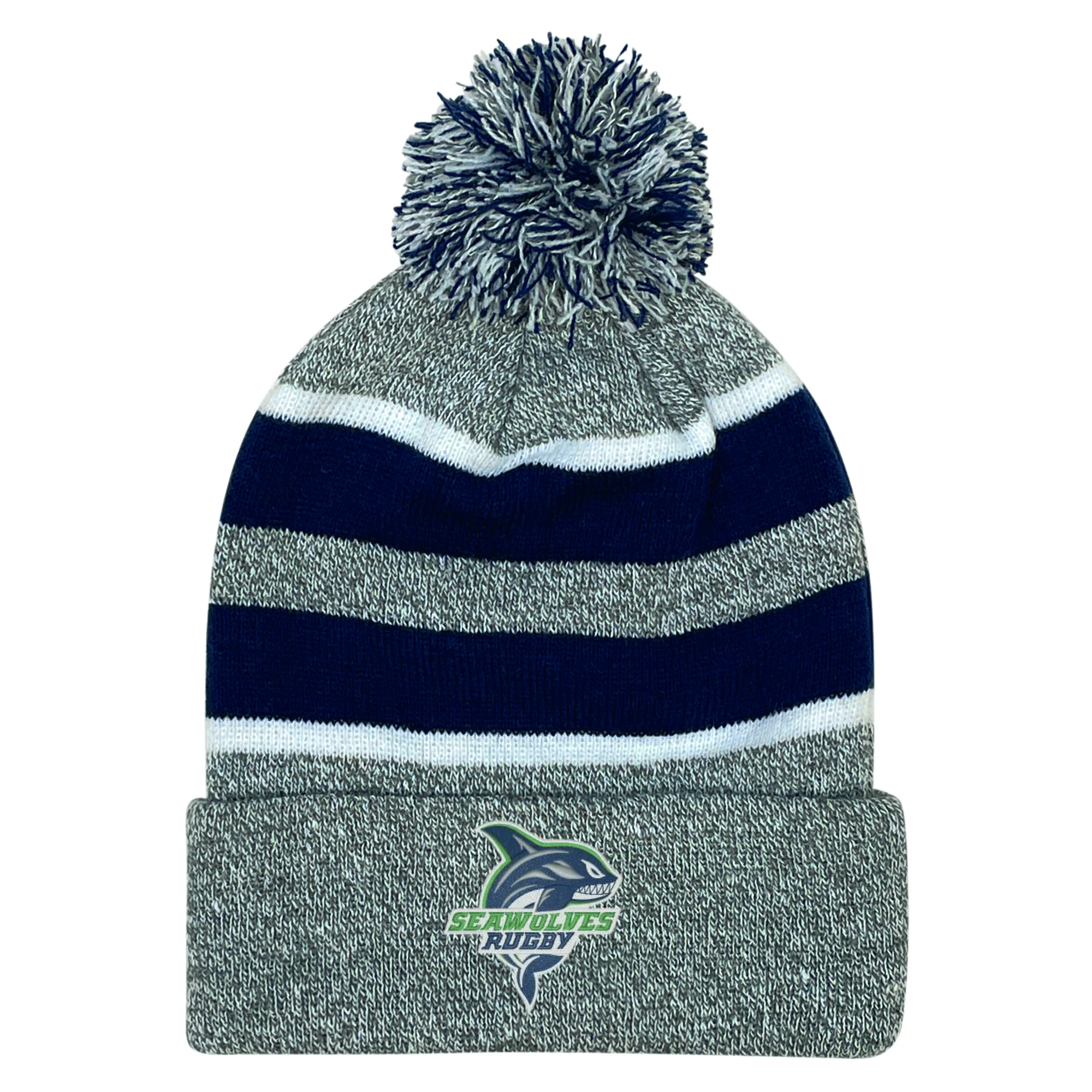 Seattle Seawolves Rugby Hooped Pom Pom Beanie - Image 3